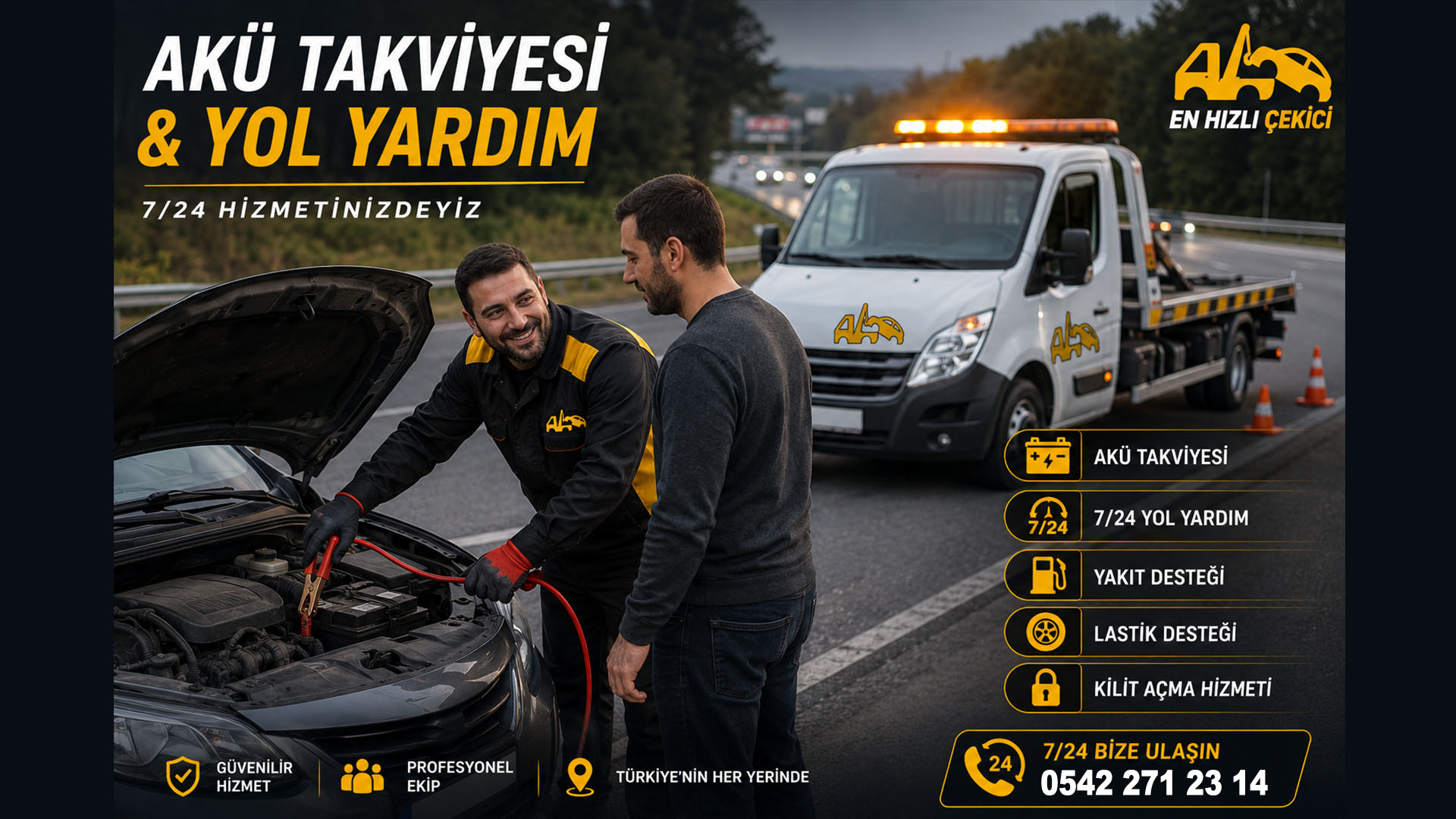 🔋 AKÜ TAKVİYESİ & YOL YARDIM